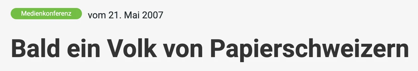 Bald ein Volk von Papierschweizern