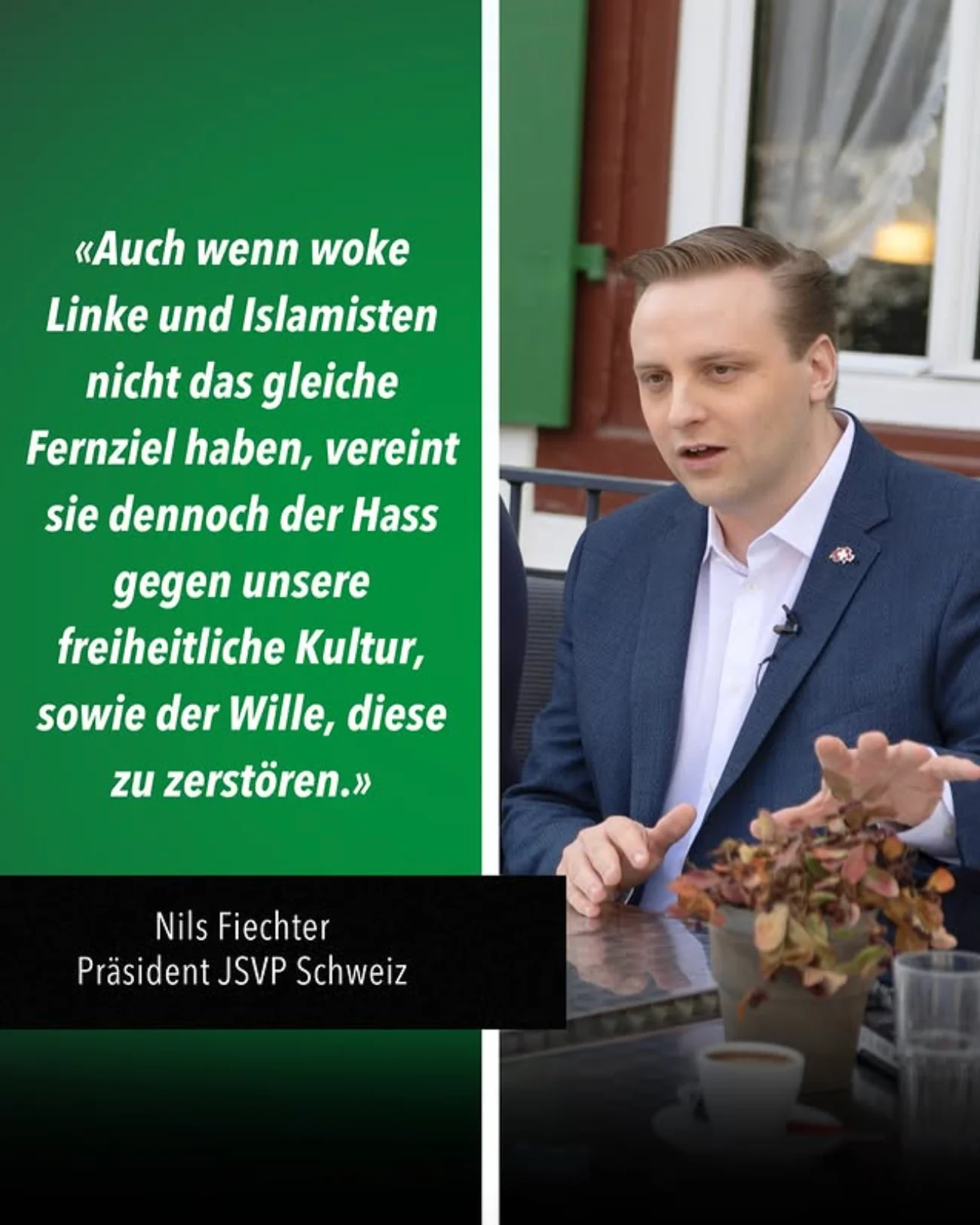 Instagram-Post von Nils Fiechter, JSVP-Parteipräsident
