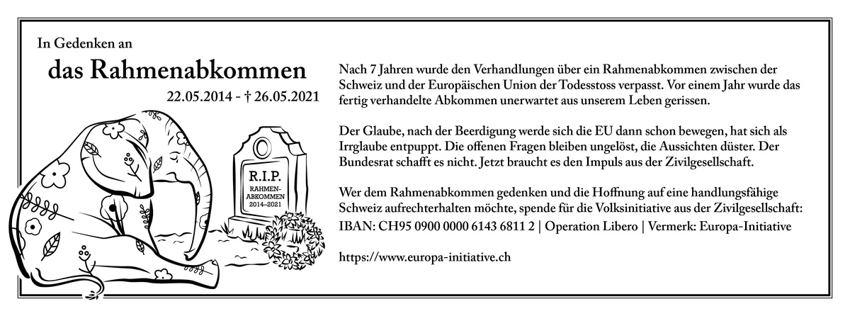 Traueranzeige Rahmenabkommen