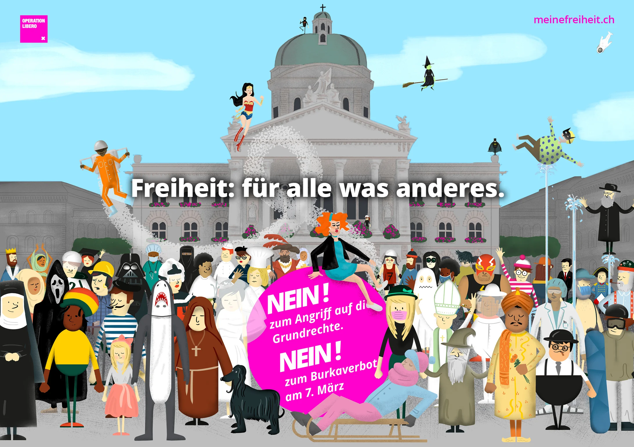 Operation Libero Postkarten-Flyer A5 Vorderseite