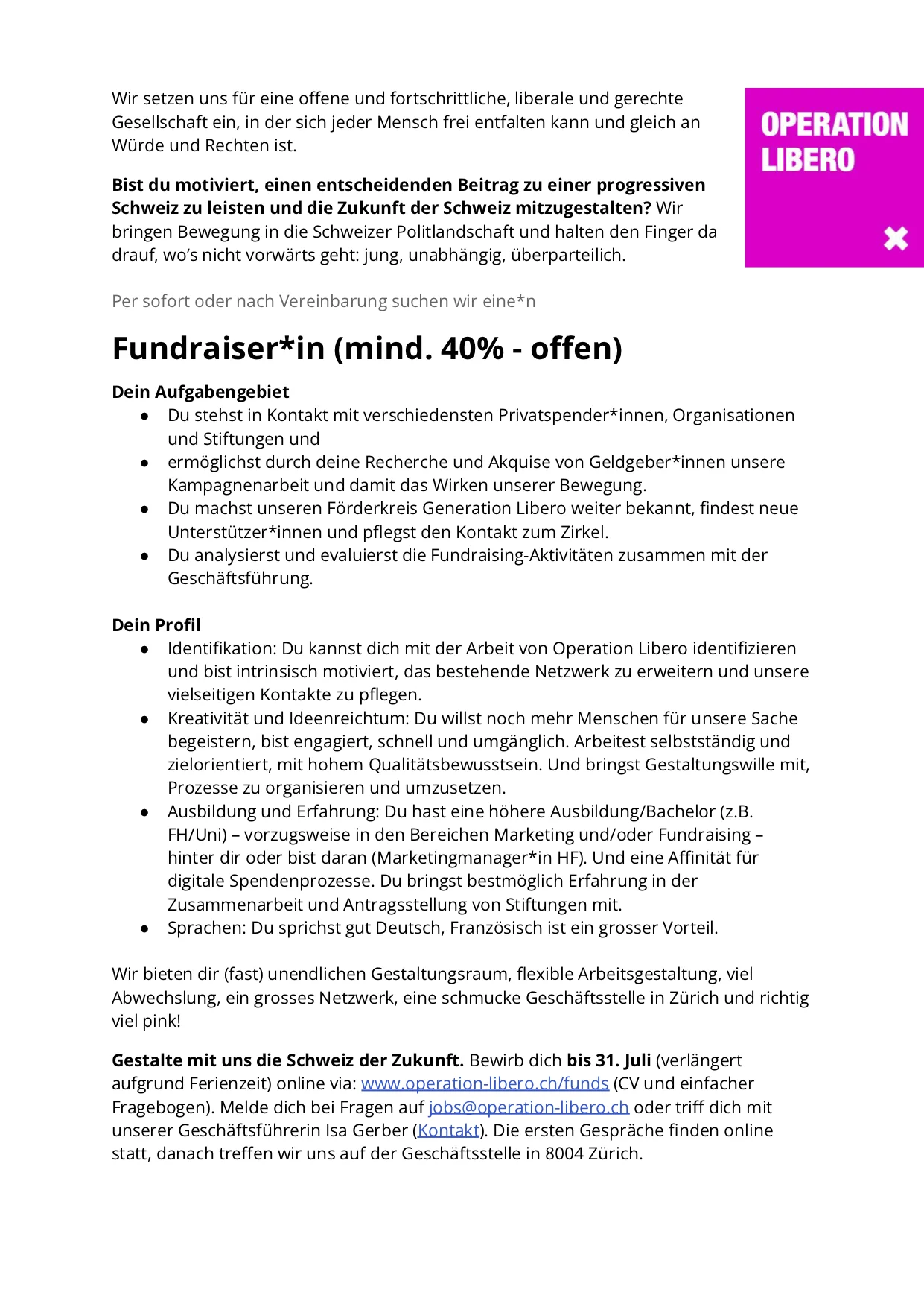 Inserat Fundraising