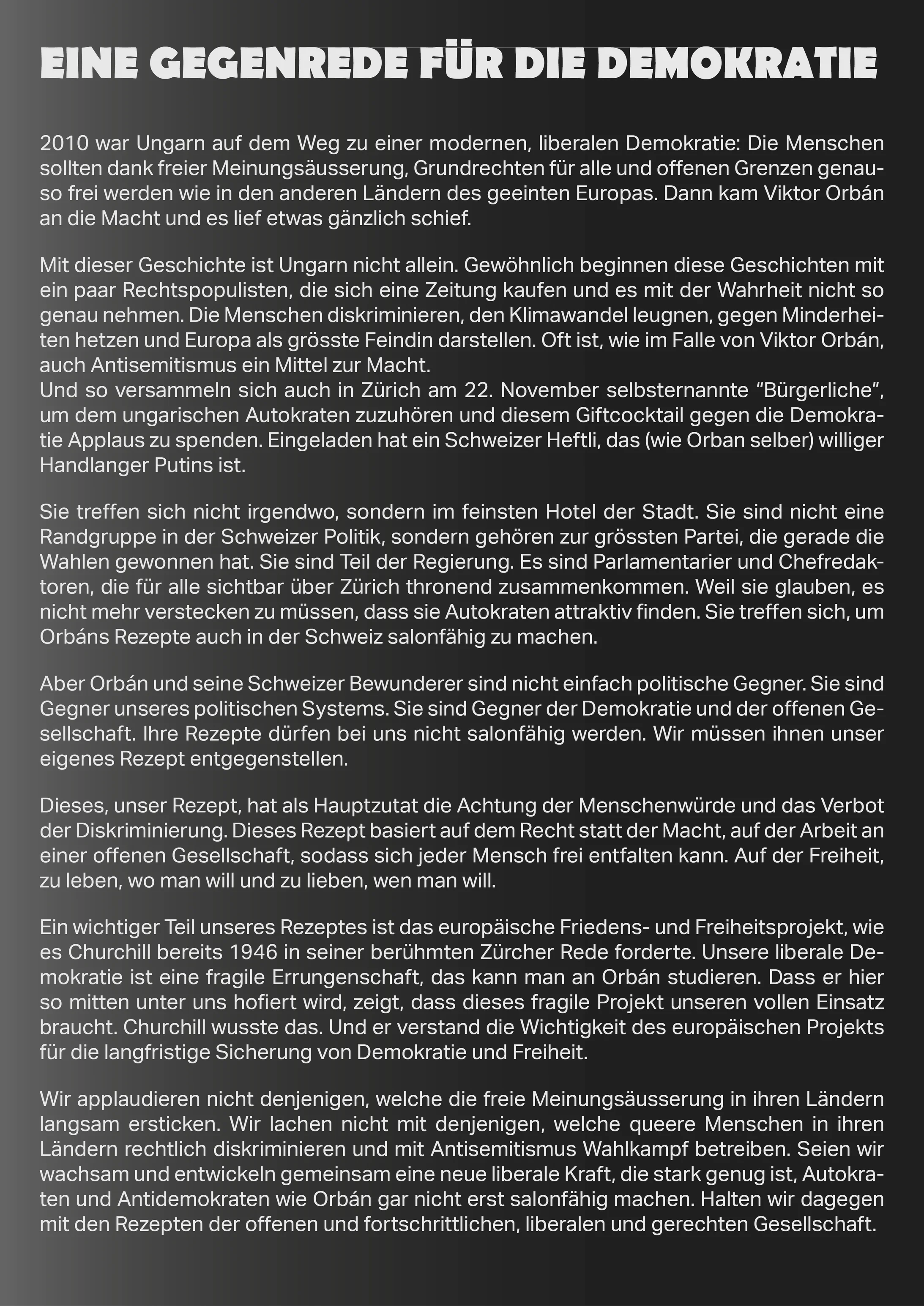 Gegenrede orban für demokratie