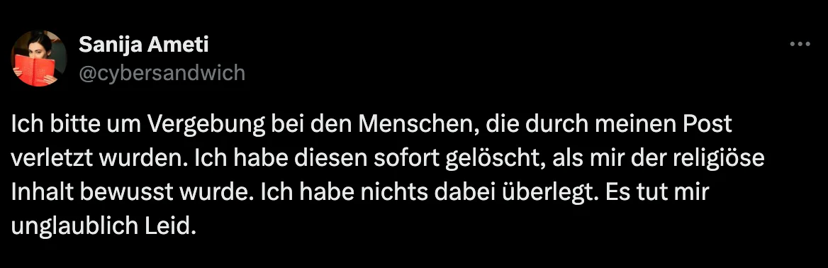 tweet sanija entschuldigung
