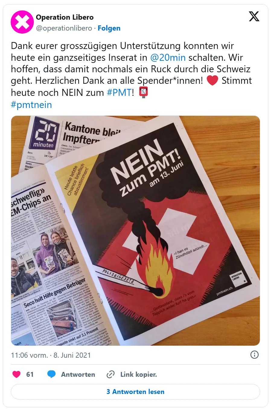 PMT Inserat 20minuten