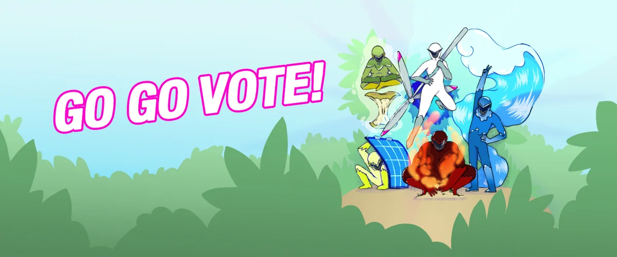 banner go go vote powerranger klimagesetz