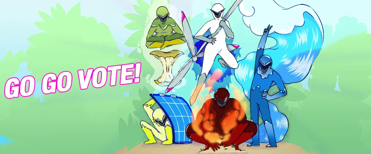 klimagesetz go go vote powerranger 2 banner