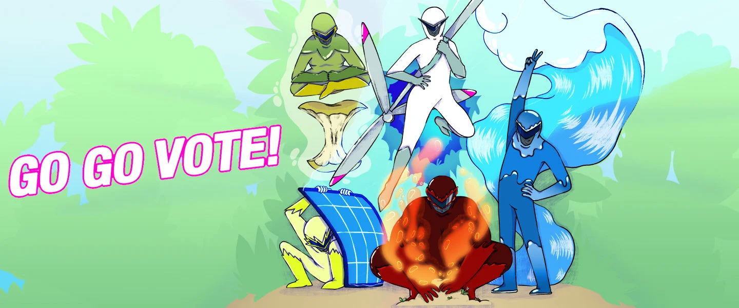 klimagesetz go go vote powerranger 2 banner