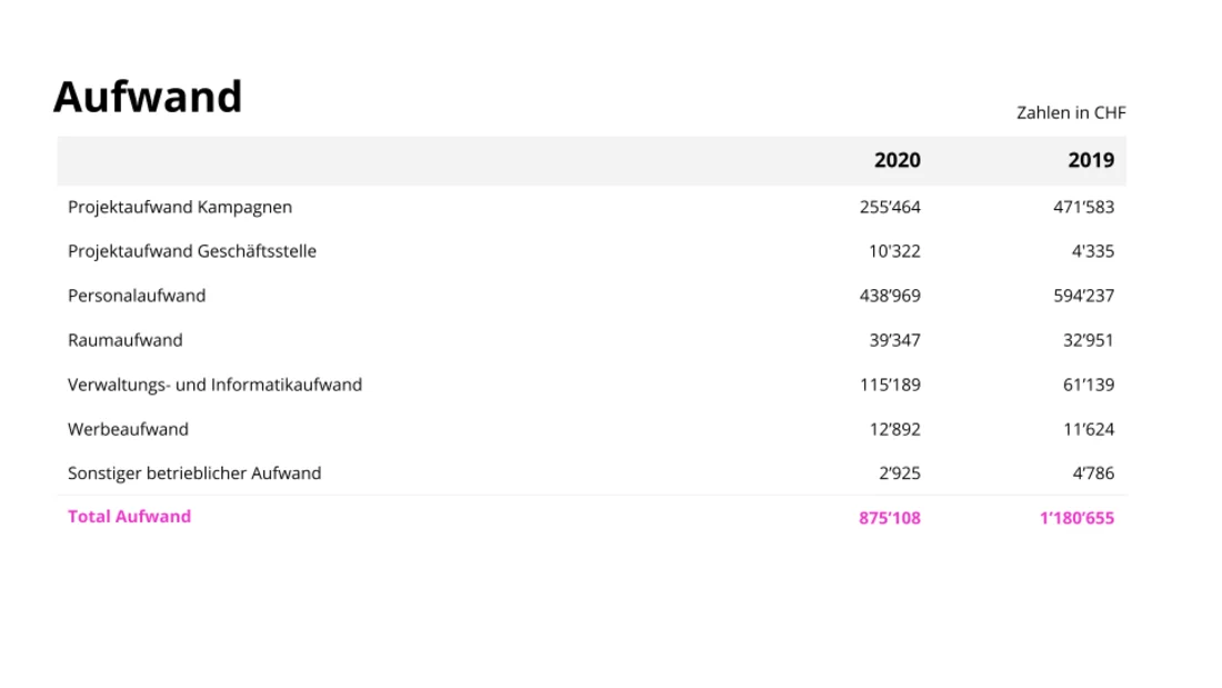 Die Jahresrechnung 2020