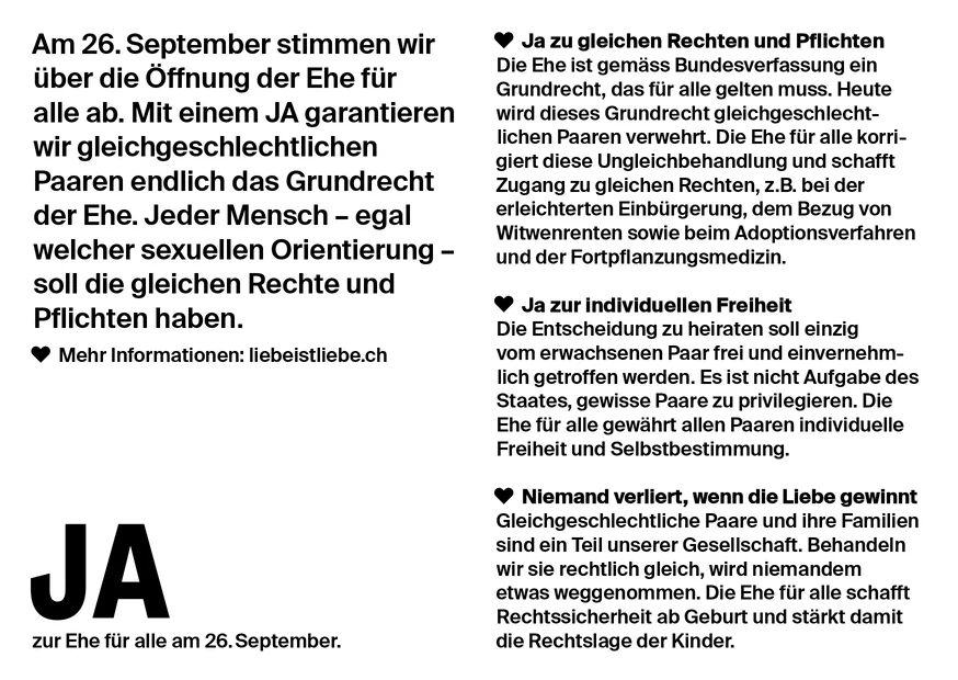 Ehe für alle Flyer Operation Libero