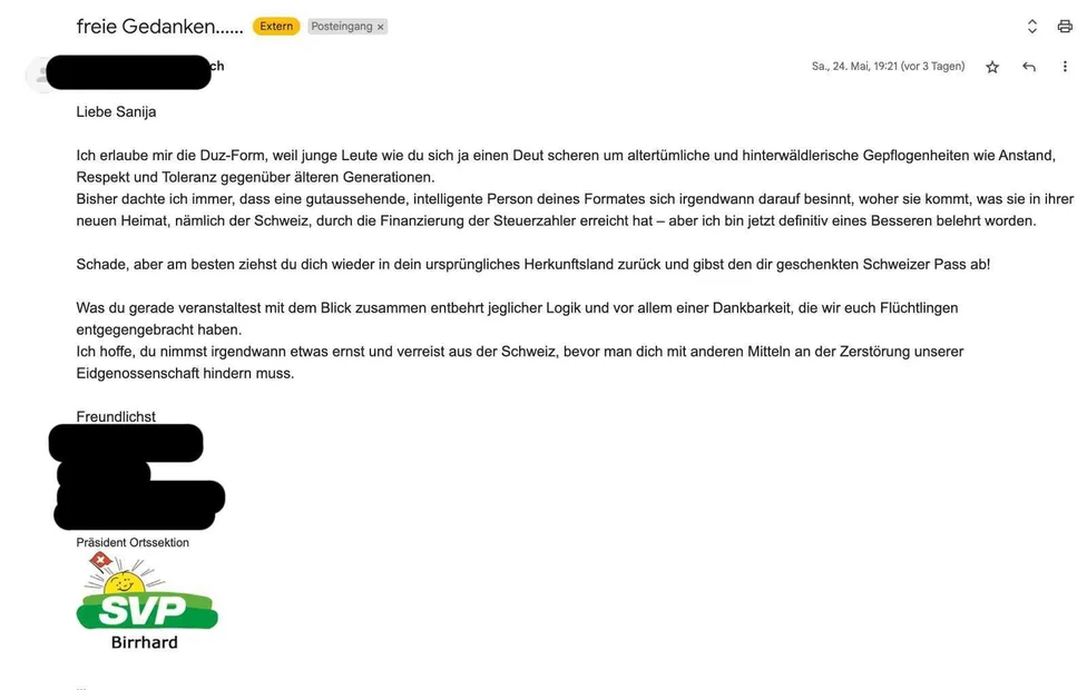 Droh-Mail des SVP-Ortpräsidenten