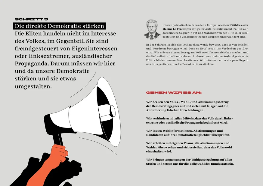 Autokraten-Leitfaden der Operation Libero. Nein zur Halbierungsinitiative am 8. März.