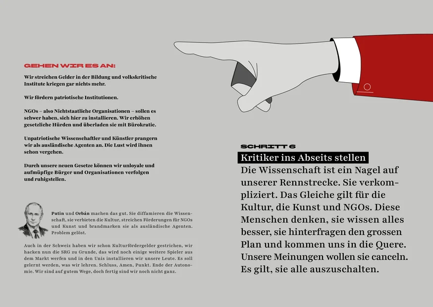 Autokraten-Leitfaden der Operation Libero. Nein zur Halbierungsinitiative am 8. März.