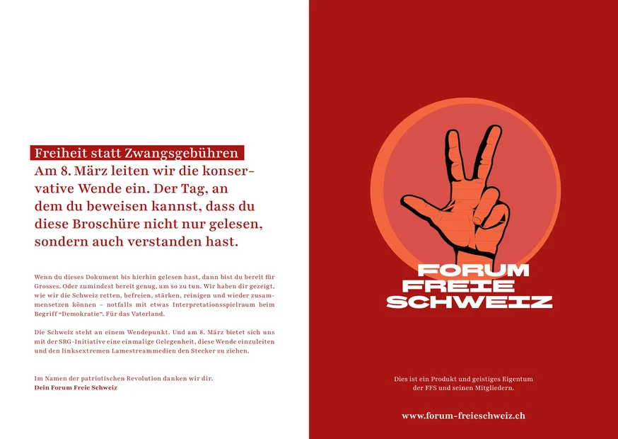 Autokraten-Leitfaden der Operation Libero. Nein zur Halbierungsinitiative am 8. März.