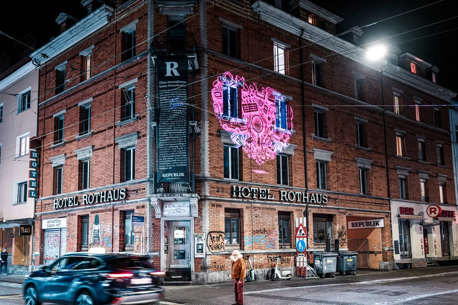 Pinke Herzen auf Medienhäusern, Nein zur Halbierungsinitiative