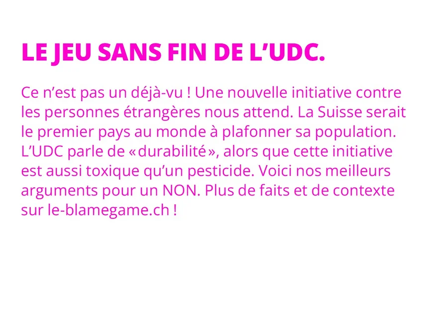 Le 14 juin, NON au jeu sans fin de l'UDC