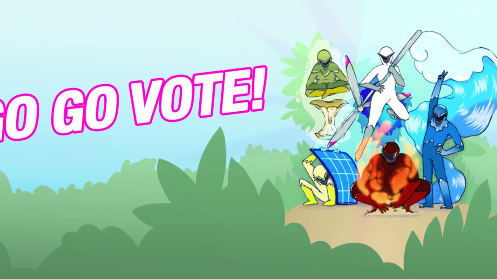 banner go go vote powerranger klimagesetz