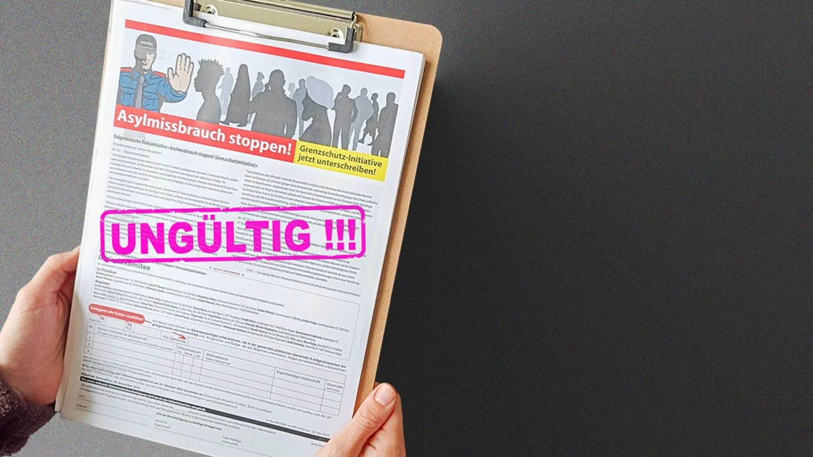 Grenzschutz-Initiative ungültig